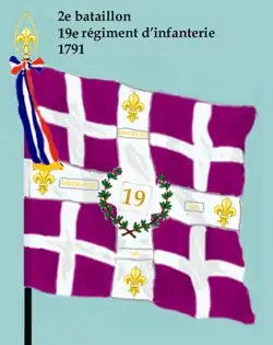 Drapeau du 2e bataillon du 19e régiment d'infanterie de ligne de 1791 à 1793