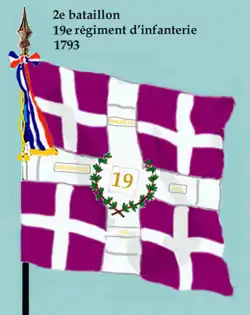 Drapeau du 2e bataillon du 19e régiment d'infanterie de ligne de 1793 à 1804