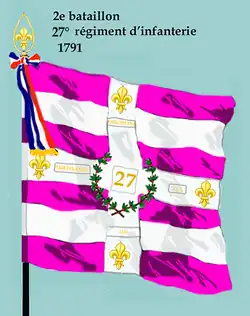 Drapeau du 2e bataillon du 27e régiment d'infanterie de ligne de 1791 à 1793