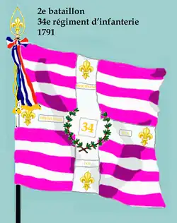 Drapeau du 2e bataillon du 34e régiment d'infanterie de ligne de 1791 à 1793