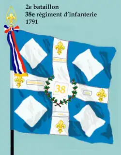 Drapeau du 2e bataillon du 38e régiment d'infanterie de ligne de 1791 à 1793