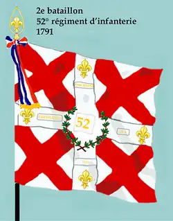 Drapeau du 2e bataillon du 52e régiment d'infanterie de ligne de 1791 à 1793.
