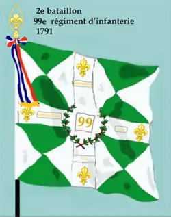 Drapeau du 2e&nbsp;bataillon du 99e&nbsp;régiment d'infanterie de ligne de 1791 à 1793.