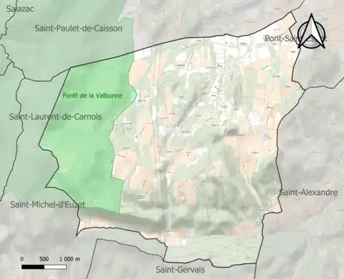 Carte de la ZNIEFF de type 1 sur la commune.