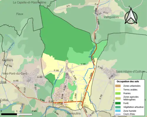 Carte en couleurs présentant l'occupation des sols.