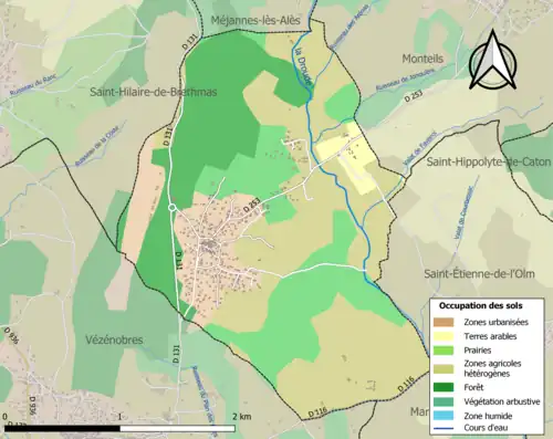 Carte en couleurs présentant l'occupation des sols.
