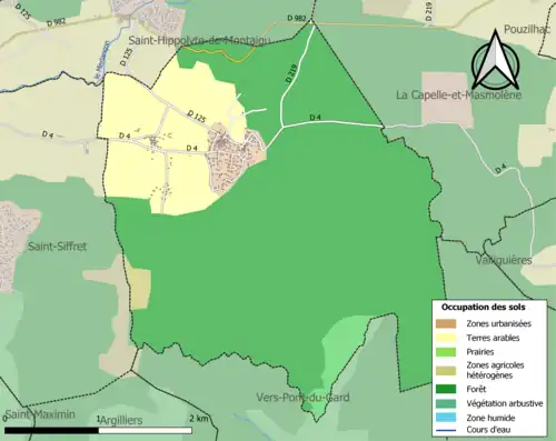 Carte en couleurs présentant l'occupation des sols.