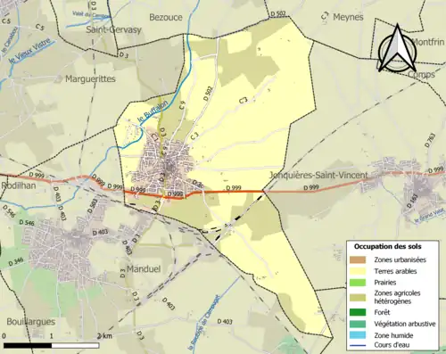 Carte en couleurs présentant l'occupation des sols.