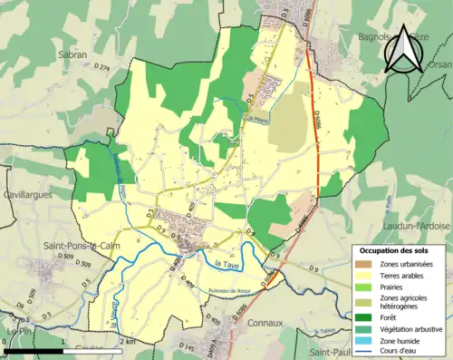 Carte en couleurs présentant l'occupation des sols.