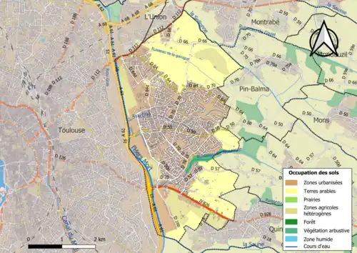 Carte en couleurs présentant l'occupation des sols.