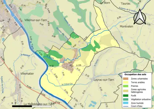 Carte en couleurs présentant l'occupation des sols.