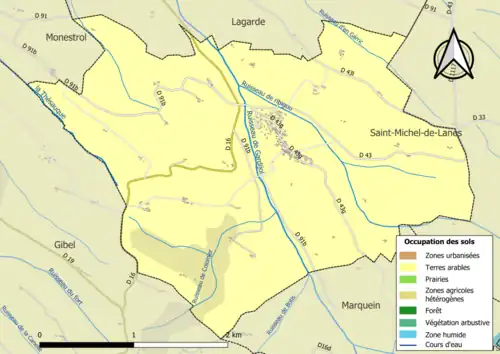 Carte en couleurs présentant l'occupation des sols.
