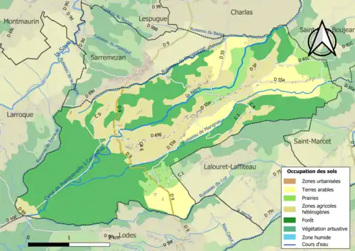 Carte en couleurs présentant l'occupation des sols.