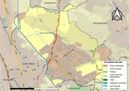 Carte en couleurs présentant l'occupation des sols.
