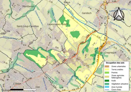 Carte en couleurs présentant l'occupation des sols.