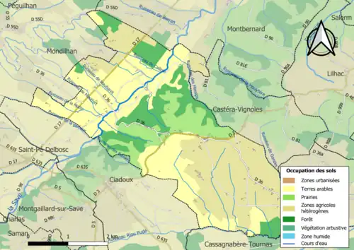 Carte en couleurs présentant l'occupation des sols.