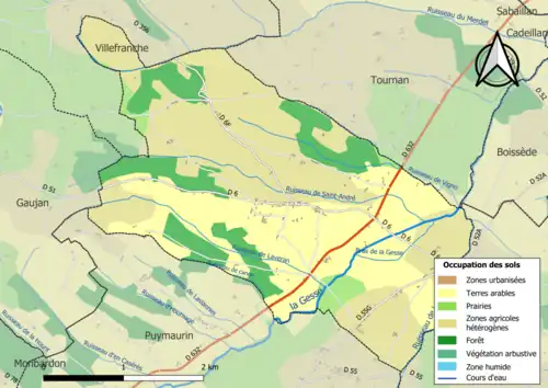 Carte en couleurs présentant l'occupation des sols.