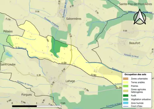 Carte en couleurs présentant l'occupation des sols.