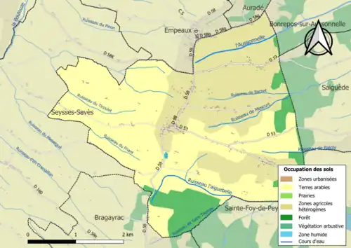 Carte en couleurs présentant l'occupation des sols.
