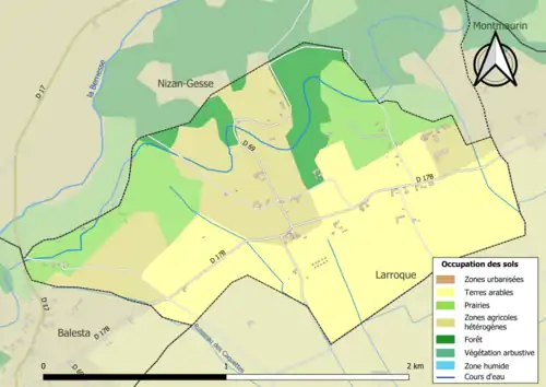 Carte en couleurs présentant l'occupation des sols.