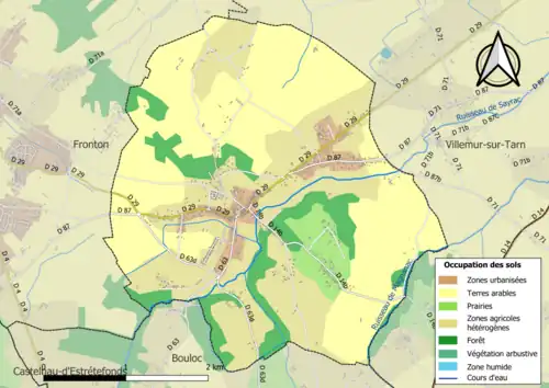 Carte en couleurs présentant l'occupation des sols.