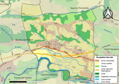 Carte en couleurs présentant l'occupation des sols.