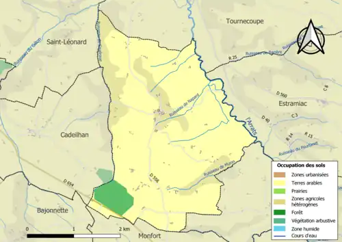Carte en couleurs présentant l'occupation des sols.