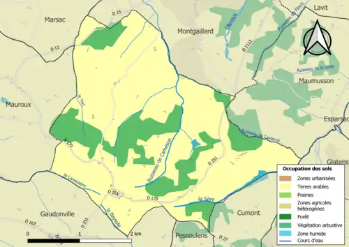 Carte en couleurs présentant l'occupation des sols.