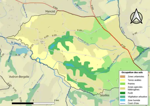 Carte en couleurs présentant l'occupation des sols.