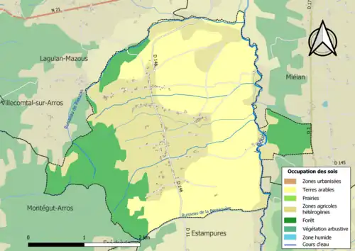 Carte en couleurs présentant l'occupation des sols.