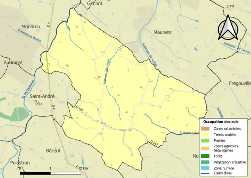 Carte en couleurs présentant l'occupation des sols.