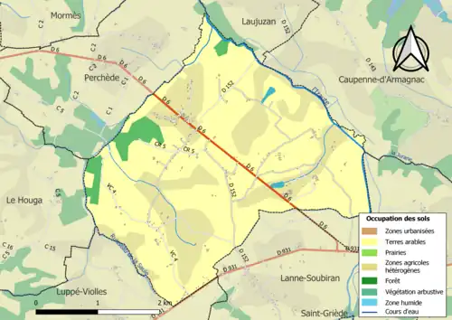 Carte en couleurs présentant l'occupation des sols.