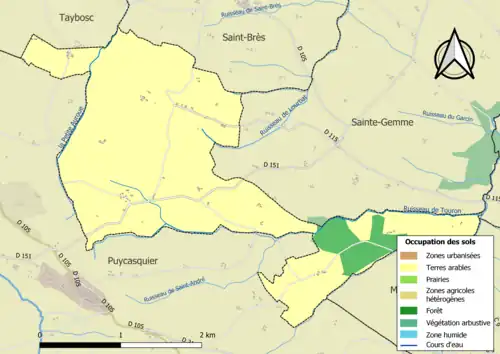 Carte en couleurs présentant l'occupation des sols.