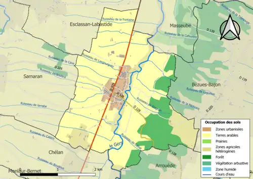 Carte en couleurs présentant l'occupation des sols.