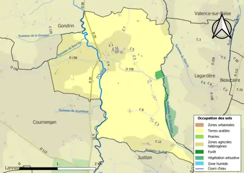 Carte en couleurs présentant l'occupation des sols.