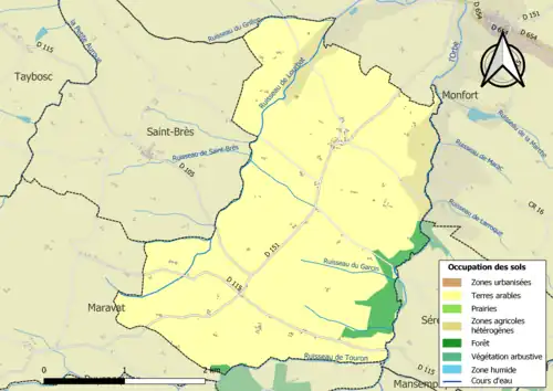 Carte en couleurs présentant l'occupation des sols.