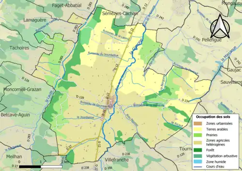 Carte en couleurs présentant l'occupation des sols.