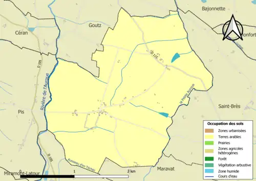 Carte en couleurs présentant l'occupation des sols.