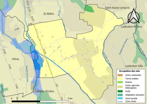 Carte en couleurs présentant l'occupation des sols.