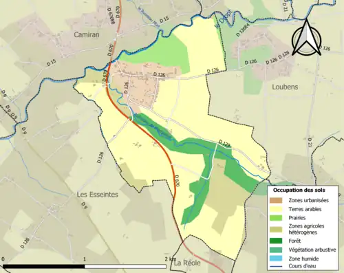 Carte en couleurs présentant l'occupation des sols.