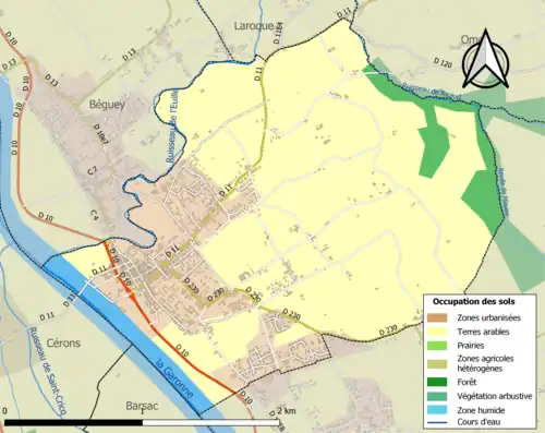 Carte en couleurs présentant l'occupation des sols.
