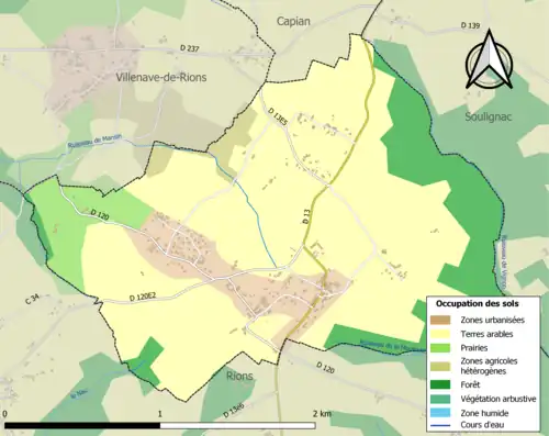 Carte en couleurs présentant l'occupation des sols.