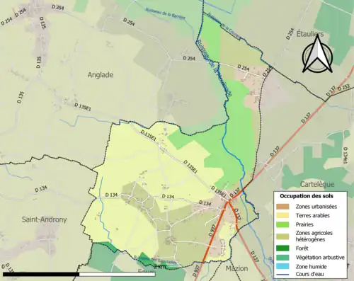Carte en couleurs présentant l'occupation des sols.