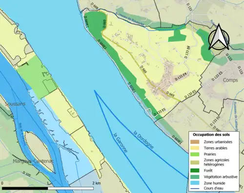 Carte en couleurs présentant l'occupation des sols.