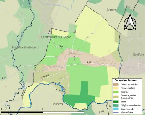 Carte en couleurs présentant l'occupation des sols.