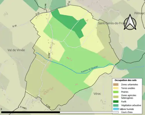 Carte en couleurs présentant l'occupation des sols.