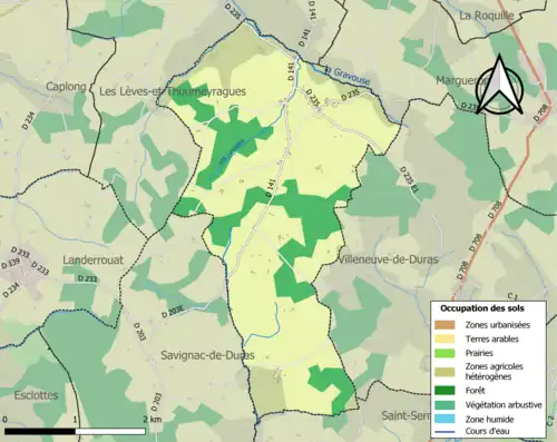 Carte en couleurs présentant l'occupation des sols.