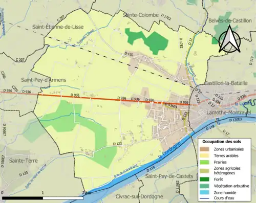 Carte en couleurs présentant l'occupation des sols.