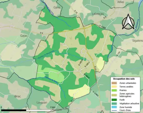 Carte en couleurs présentant l'occupation des sols.