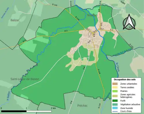 Carte en couleurs présentant l'occupation des sols.